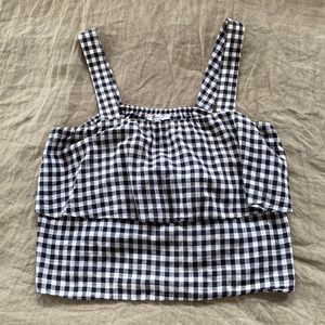 Black and white gingham Madewell cropped tank